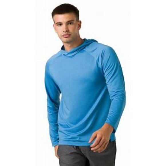 PrAna Shirt Mens Small Clear Sky Repeater Hoodie Lightweight NWT $99 - Picture 3 of 6